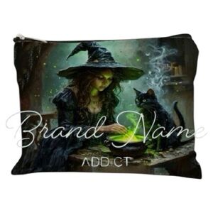 Witch Black Cat Potion Essential Travel Cosmetic Bag